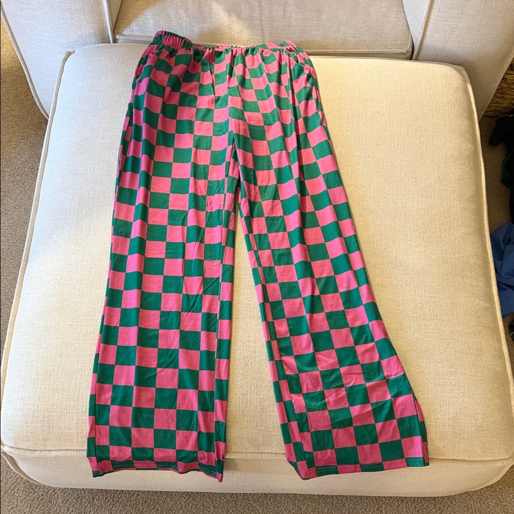 Pink and Green Checkered Pajama Pants